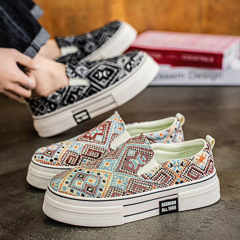 Damen Sneaker Slip-On Modisch Gewebt Einzigartig
