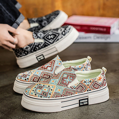 Damen Sneaker Slip-On Modisch Gewebt Einzigartig
