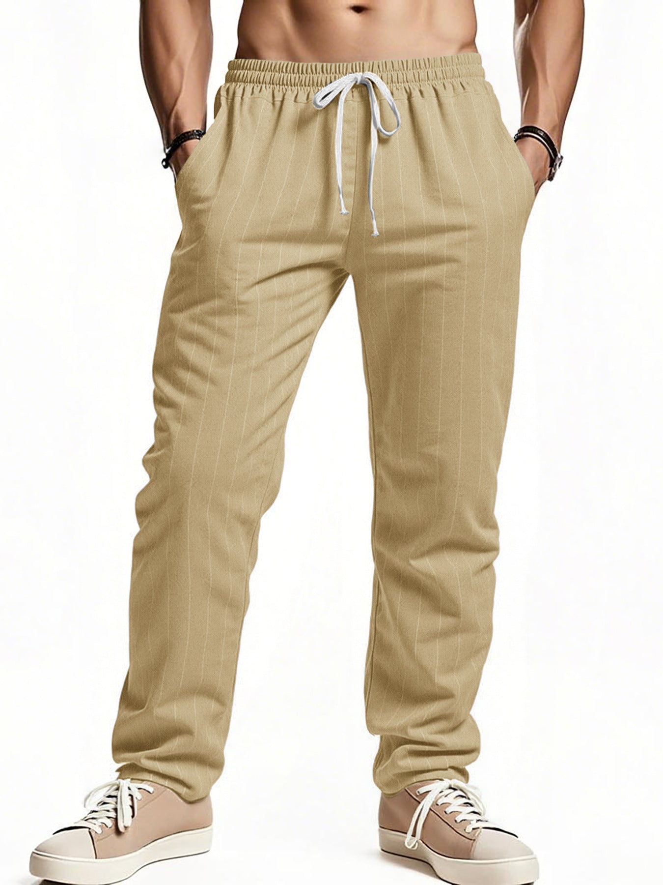 Herren Freizeithose Bequem Gestreift Modern