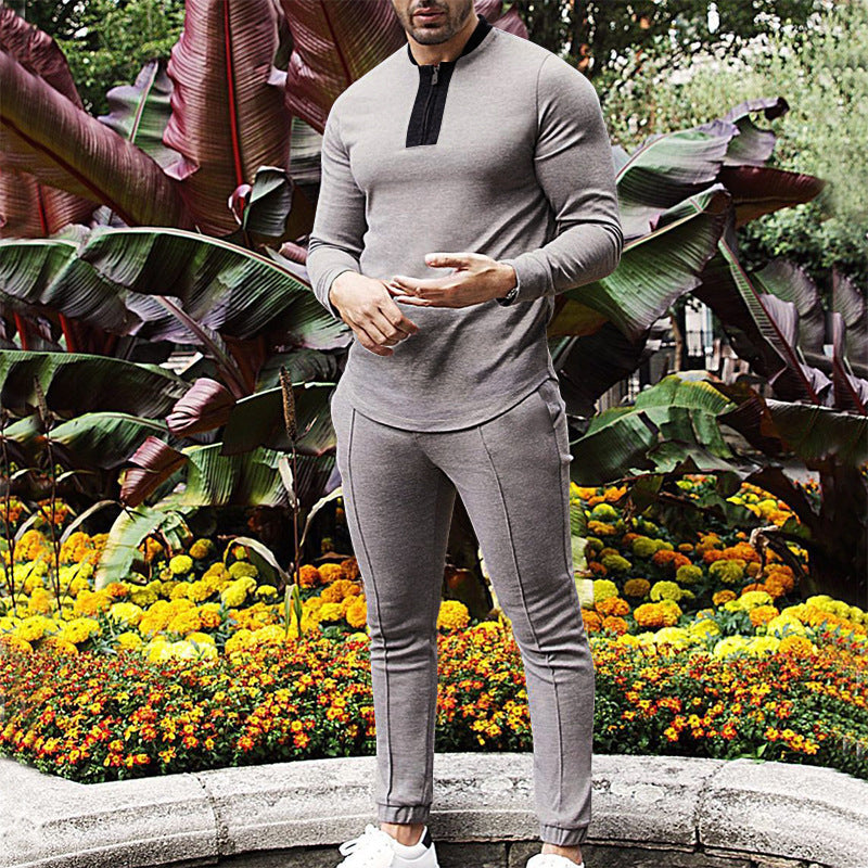 Herren Sportset Freizeit-Outfit mit Reißverschluss und Elastikbund
