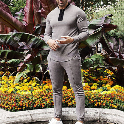 Herren Sportset Freizeit-Outfit mit Reißverschluss und Elastikbund