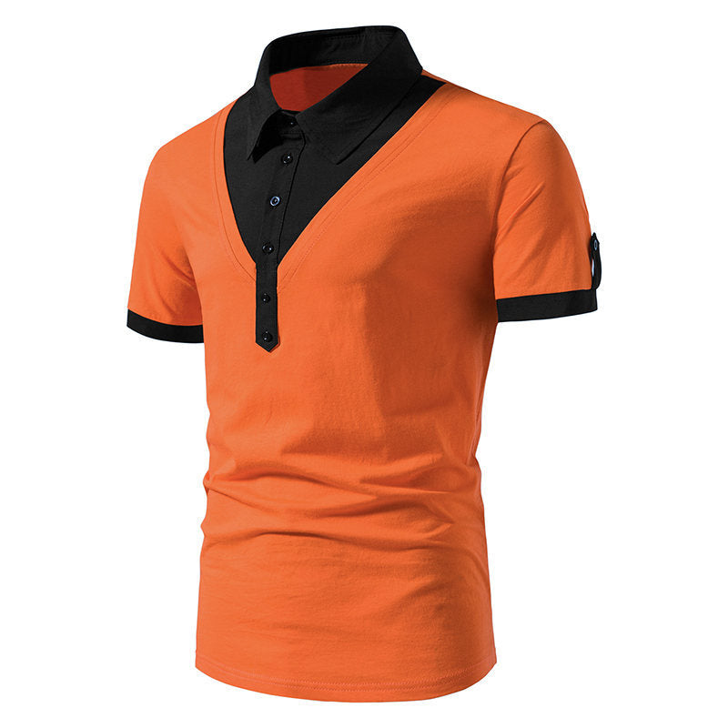 Herren Poloshirt Modern V-Ausschnitt Kontrast Akzente