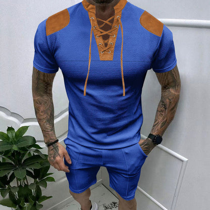Herren Kurzarmshirt Modern Schnürdesign Berlin Style