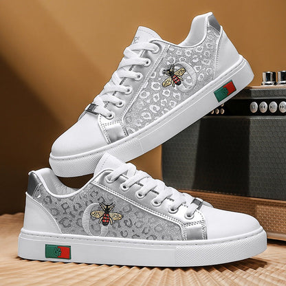 Damen Sneaker Leopardenmuster Bienen Motiv Trendy - BerlinGlamour