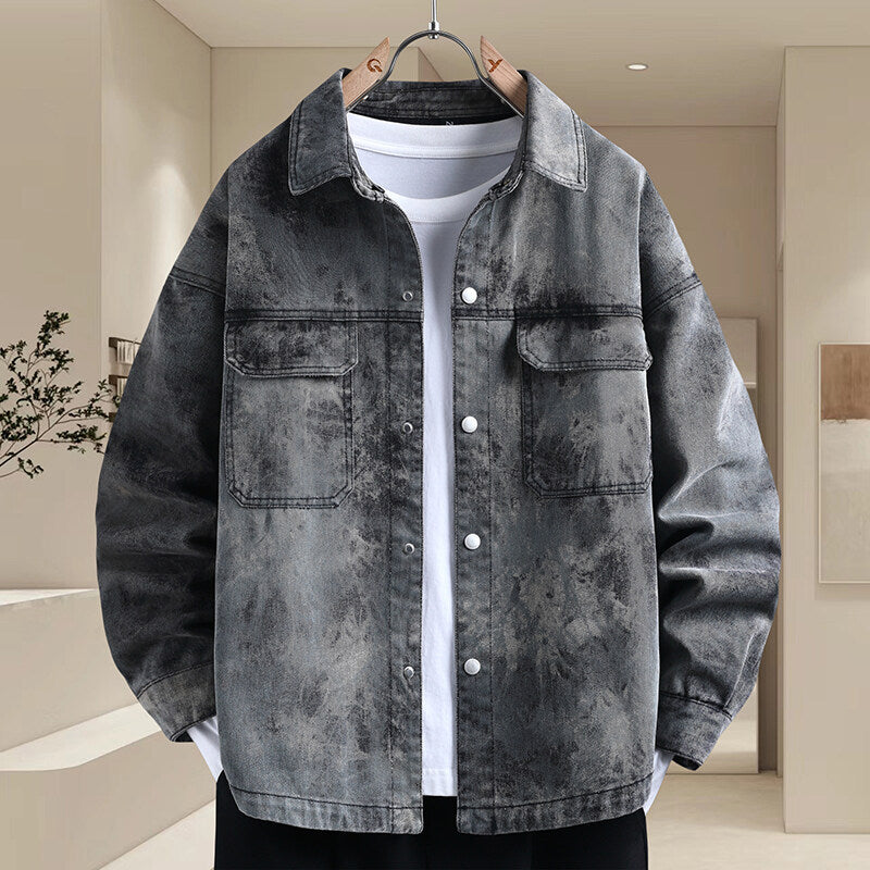 Herren Denimjacke Lässig Used Look Jeansjacke Männer