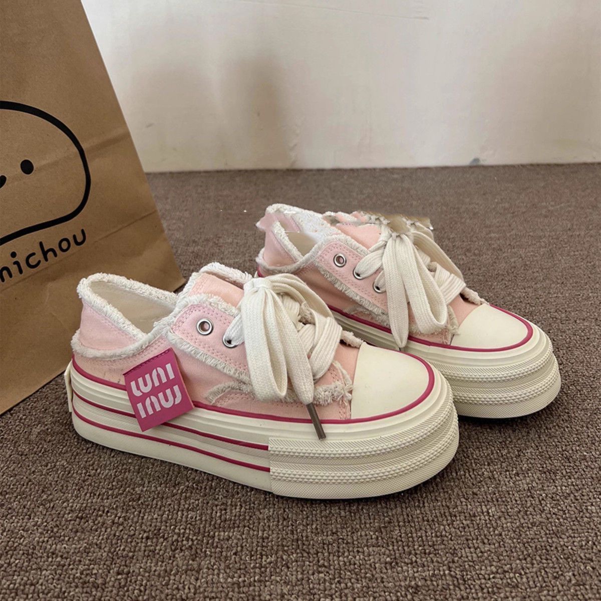 Damen Sneaker Sportschuh Flauschig Trendig Blocksole