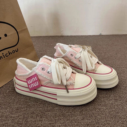 Damen Sneaker Sportschuh Flauschig Trendig Blocksole