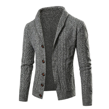 Herren Strickjacke Modern Zopfmuster Praktisch