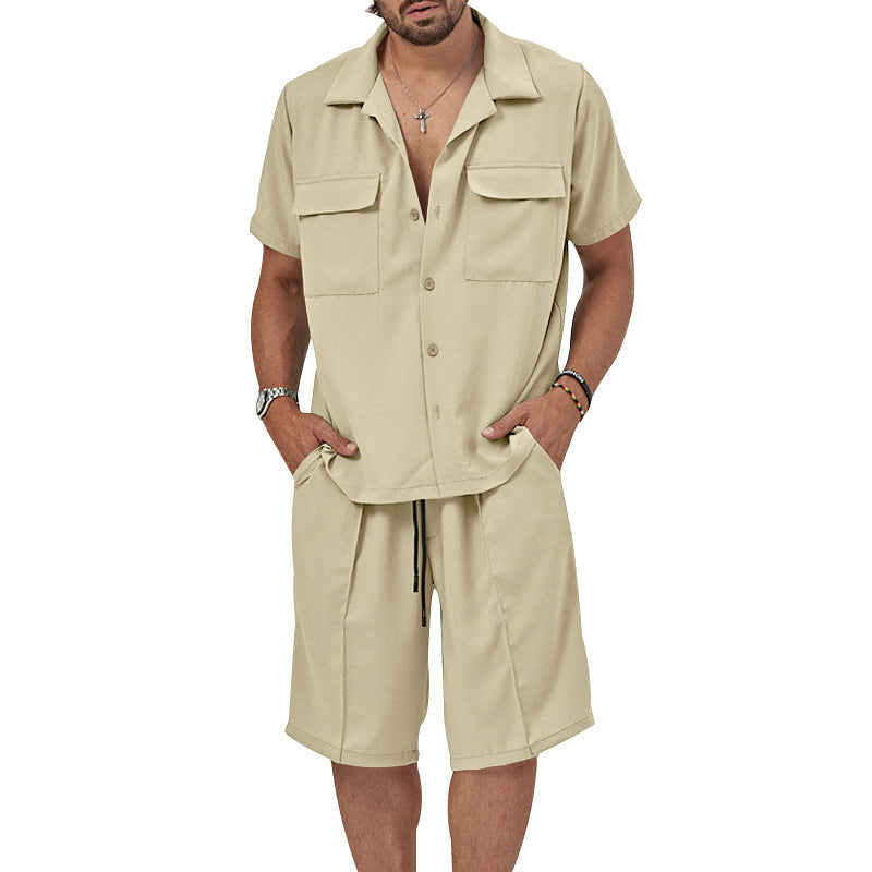 Herren Sommer Set Kurzarmhemd Bermuda Shorts Relaxed Fit