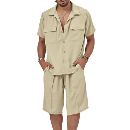 Herren Sommer Set Kurzarmhemd Bermuda Shorts Relaxed Fit
