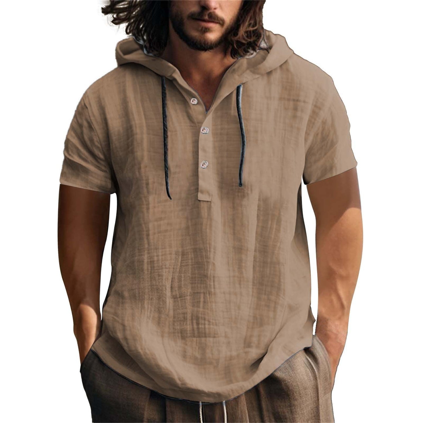 Herren Kapuzenshirt Lässig Baumwolle Schwarz