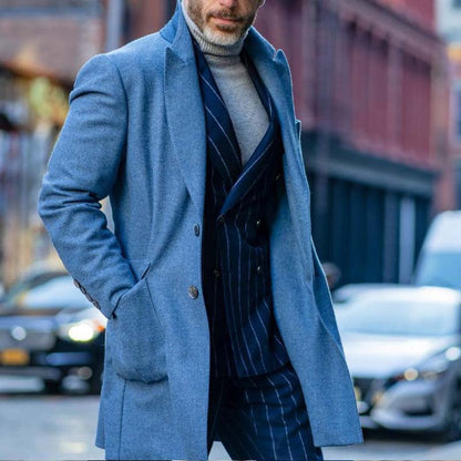 Herren Wollmantel Elegant Modern Schwarz