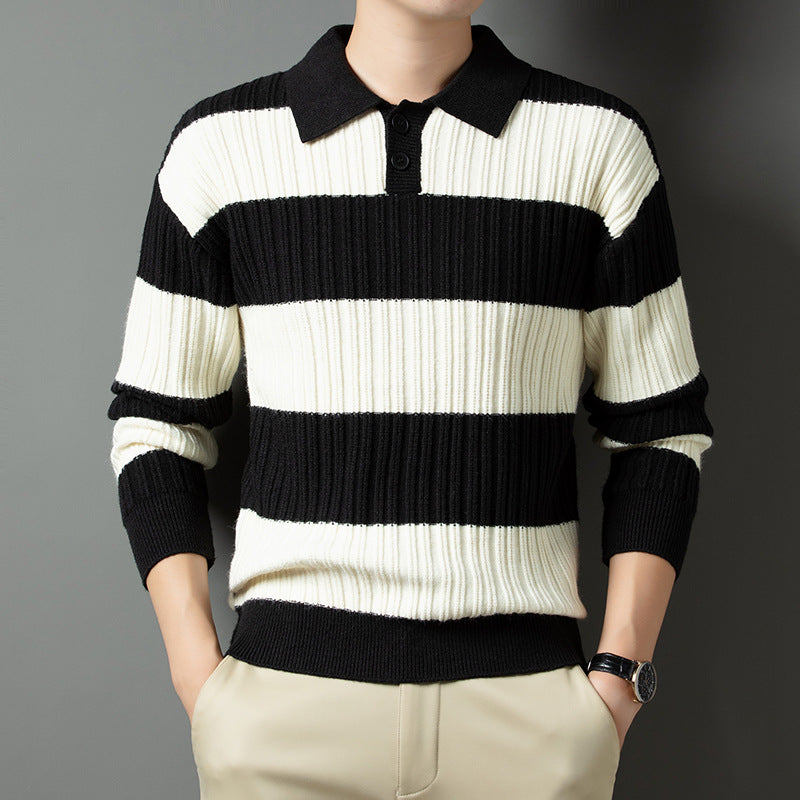 Herren Pullover Strukturiert Polokragen Modern Glamour