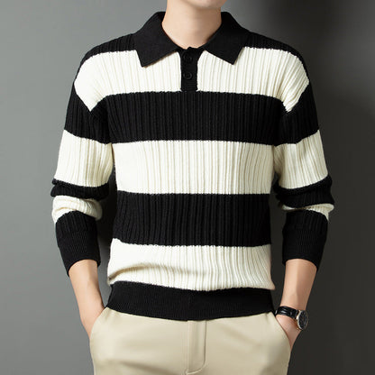 Herren Pullover Strukturiert Polokragen Modern Glamour