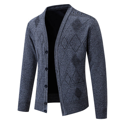 Herren Strickjacke Rautenmuster Elegante Männerjacke