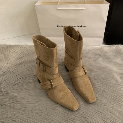 Damen Stiefeletten Wildleder Elegant Spitz