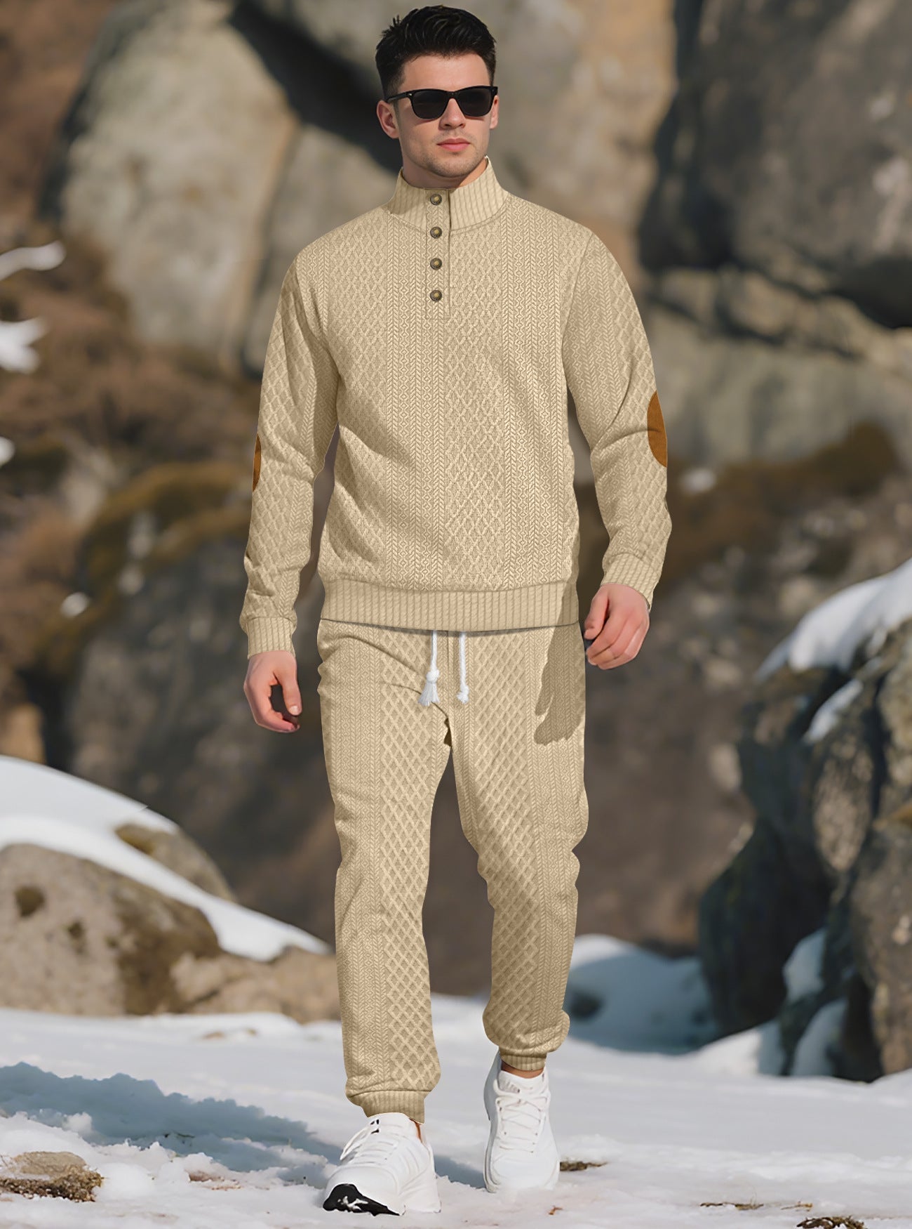 Herren Strickpullover Stehkragen Modern Knöpfe Bequem