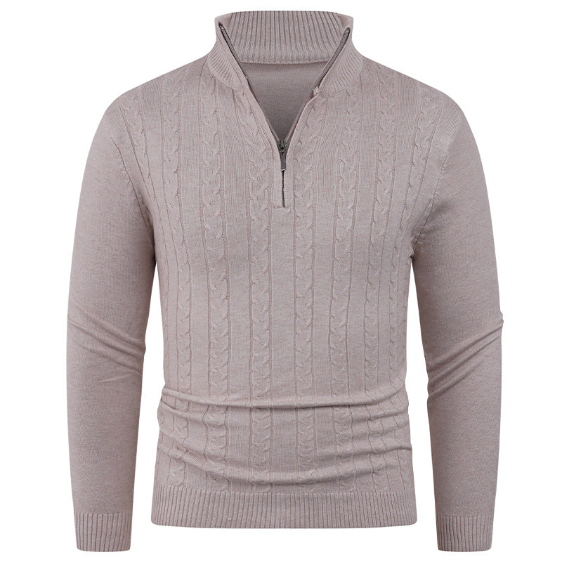 Herren Pullover Strukturiert mit Reißverschluss Kragen Modern