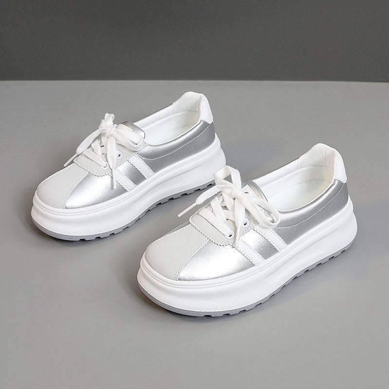 Damen Sneaker Plattform Metallic Design Modisch Trendy