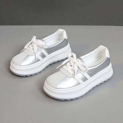 Damen Sneaker Plattform Metallic Design Modisch Trendy