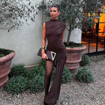 Kurzes Minikleid Damen Figurbetont Asymmetrisch Glamour
