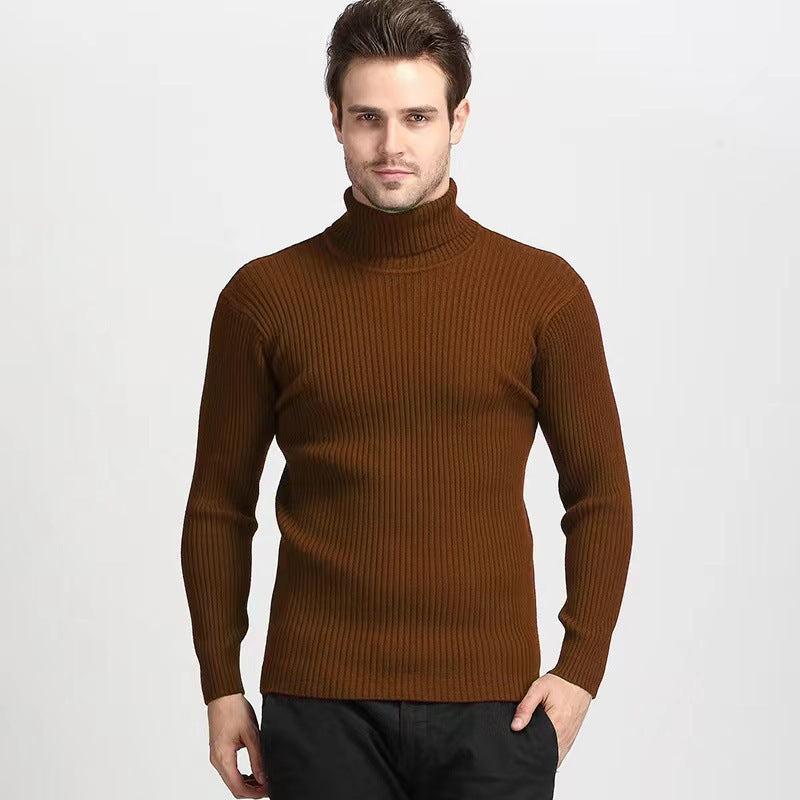 Herren Rollkragenpullover Rippstruktur Hochwertig Strick
