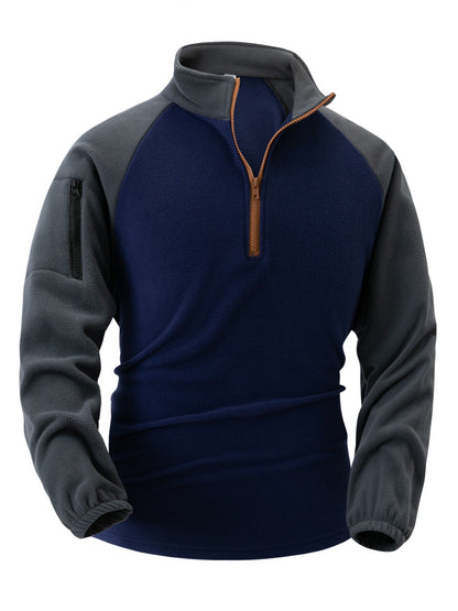 Herren Fleece Pullover Praktisch Mit Taschen Reißverschluss