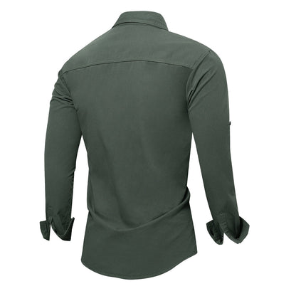 Herren Hemd Baumwolle Reißverschluss Brusttasche Modern