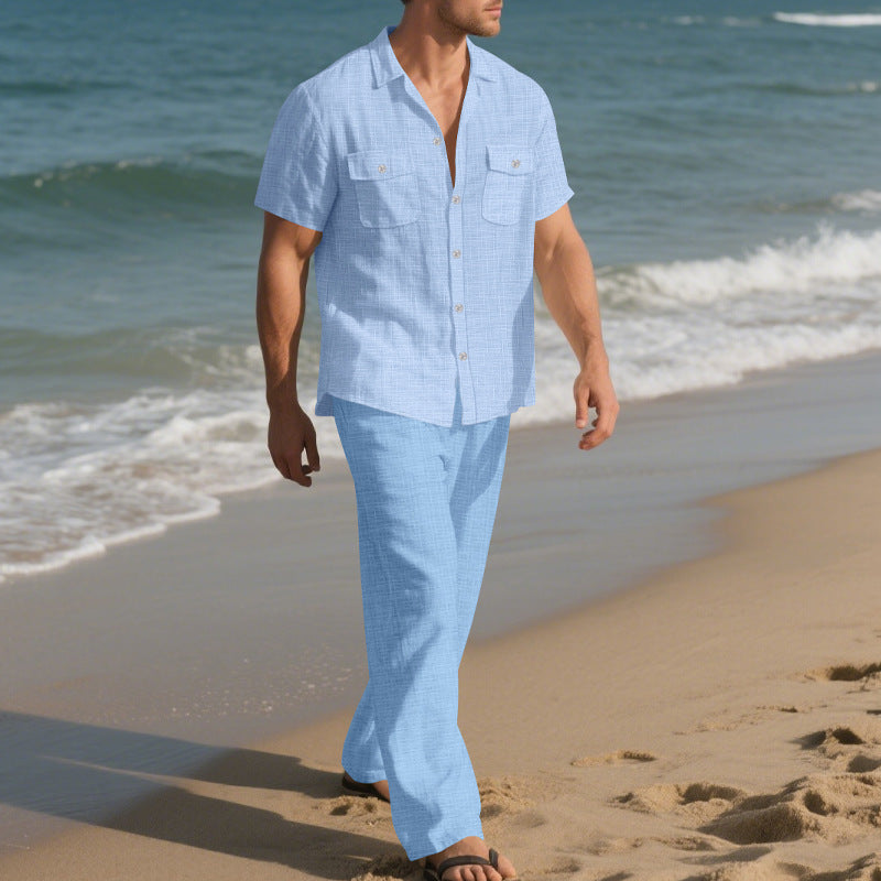 Herren Strandshirt atmungsaktiv mit Taschen Kurzarm