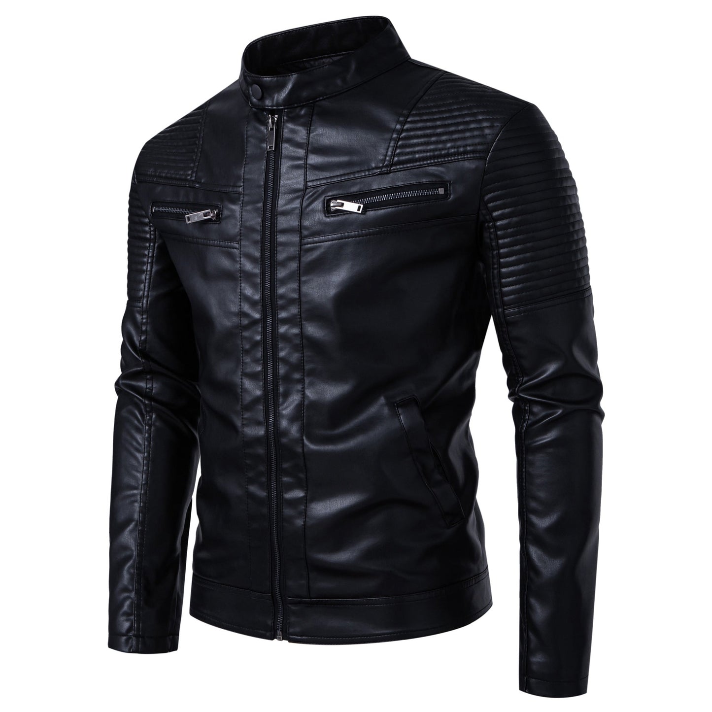 Herren Lederjacke Modern mit Nieten und Struktur Optik