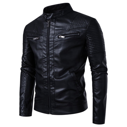 Herren Lederjacke Modern mit Nieten und Struktur Optik