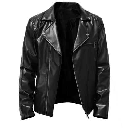 Herren Lederjacke Motorradjacke Schwarz Ledermantel Style