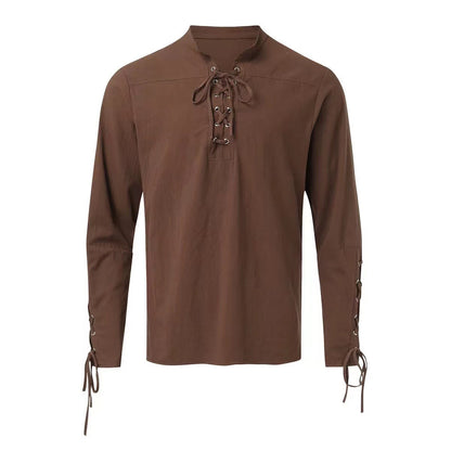 Herren Langarmshirt Modern Schnürdesign Lässig