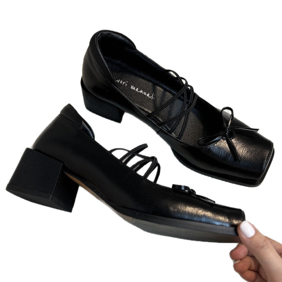 Damen Ballerinas Elegante Schnürung Schleifen Detail