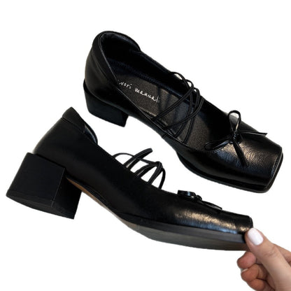 Damen Ballerinas Elegante Schnürung Schleifen Detail