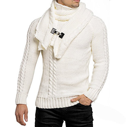 Grobstrickpullover Herren mit Schal Warm und Bequem