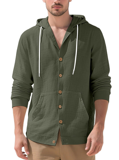 Herren Kapuzenjacke Modisch Mit Taschen und Knöpfen