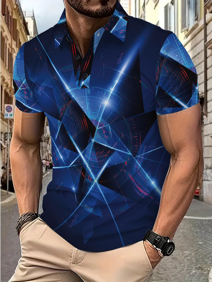 Herren Poloshirt 3D Grafik Design Moderne Stadtstyle