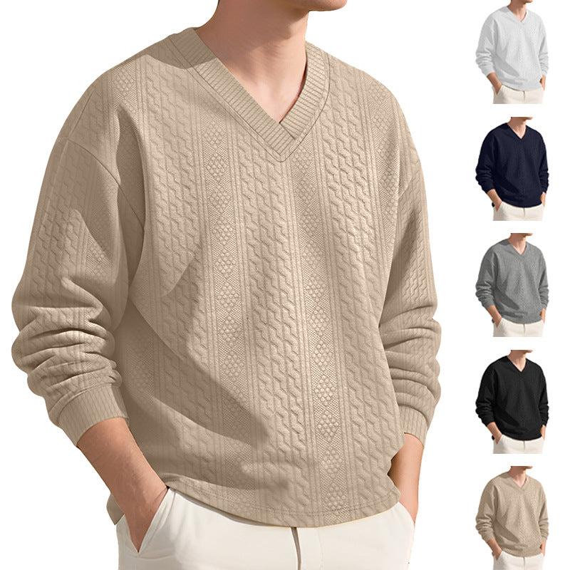 Herren Pullover Strick V-Ausschnitt Struktur Optik - BerlinGlamour