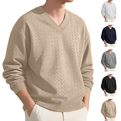 Herren Pullover Strick V-Ausschnitt Struktur Optik - BerlinGlamour
