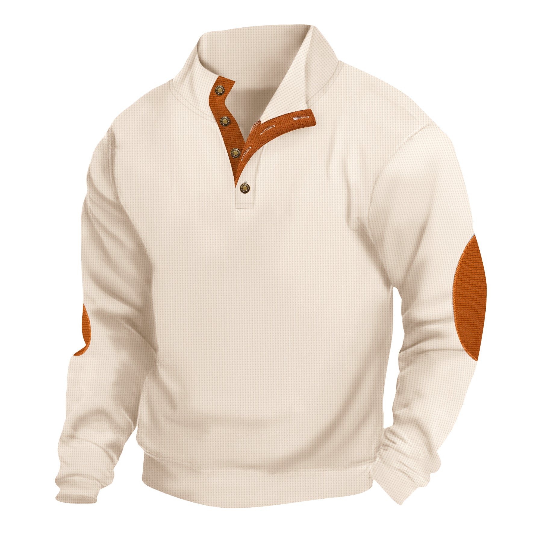 Herren Fleecepullover Stehkragen Knopf Detail Modern - BerlinGlamour