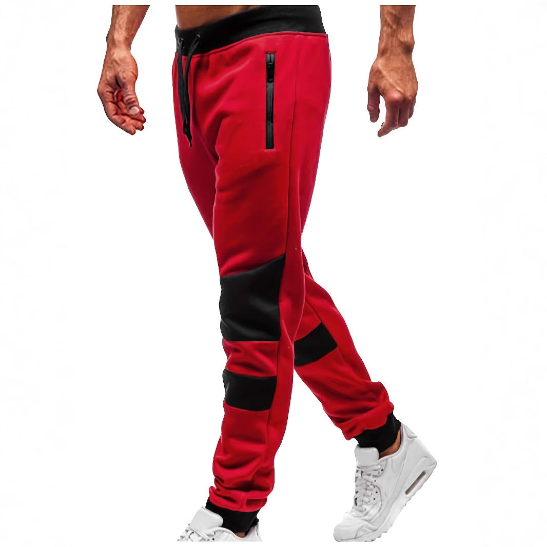 Herren Jogginghose Sportlich Reißverschluss Kontrastfarben