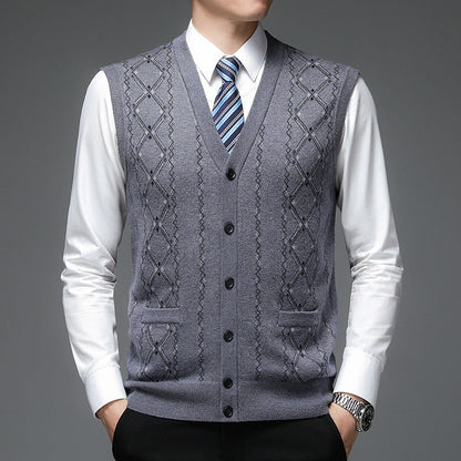 Herren Strickweste Rautenmuster Elegante Schalkragen - BerlinGlamour