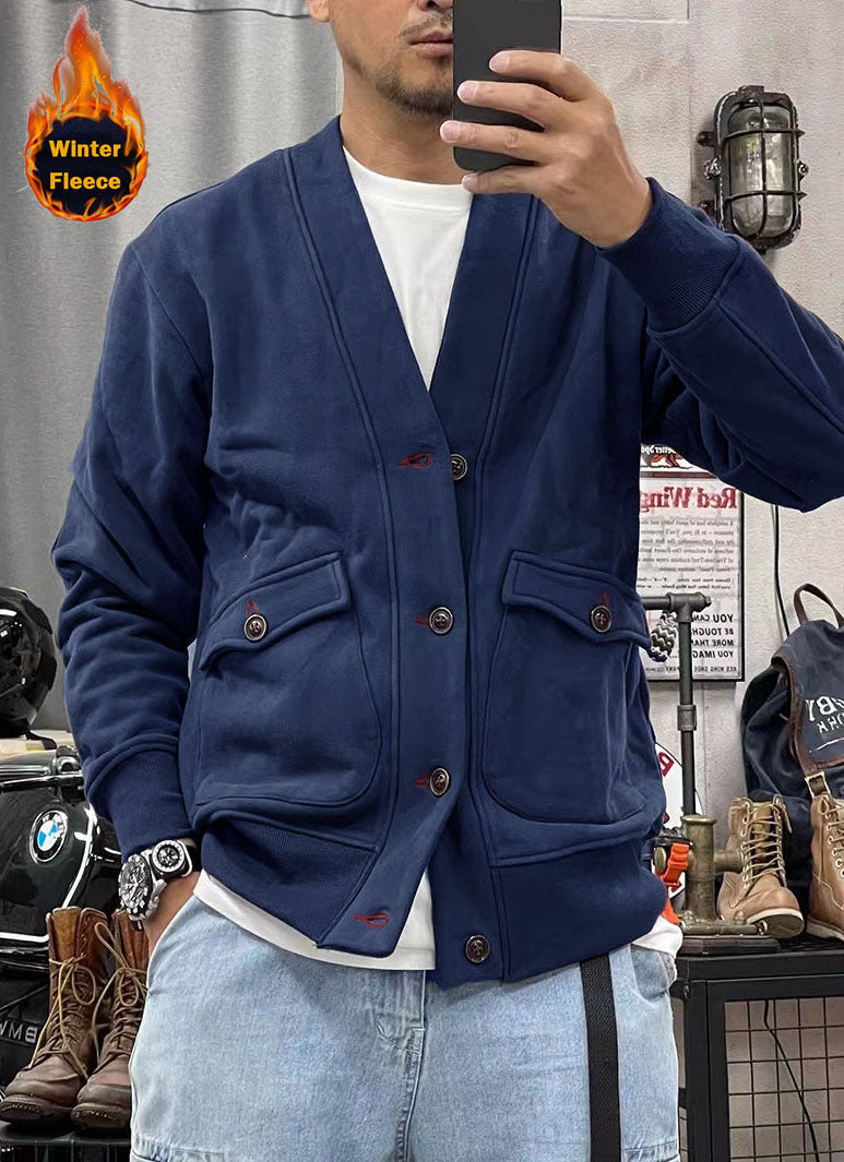 Herren Fleecejacke Modern mit Taschen und Knöpfen Warm