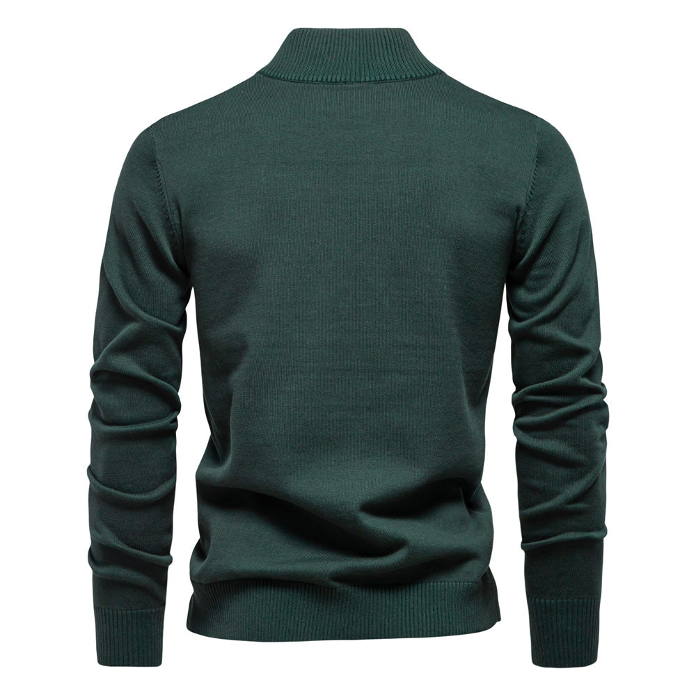 Herren Pullover Kurz Reißverschluss Stehkragen Modern