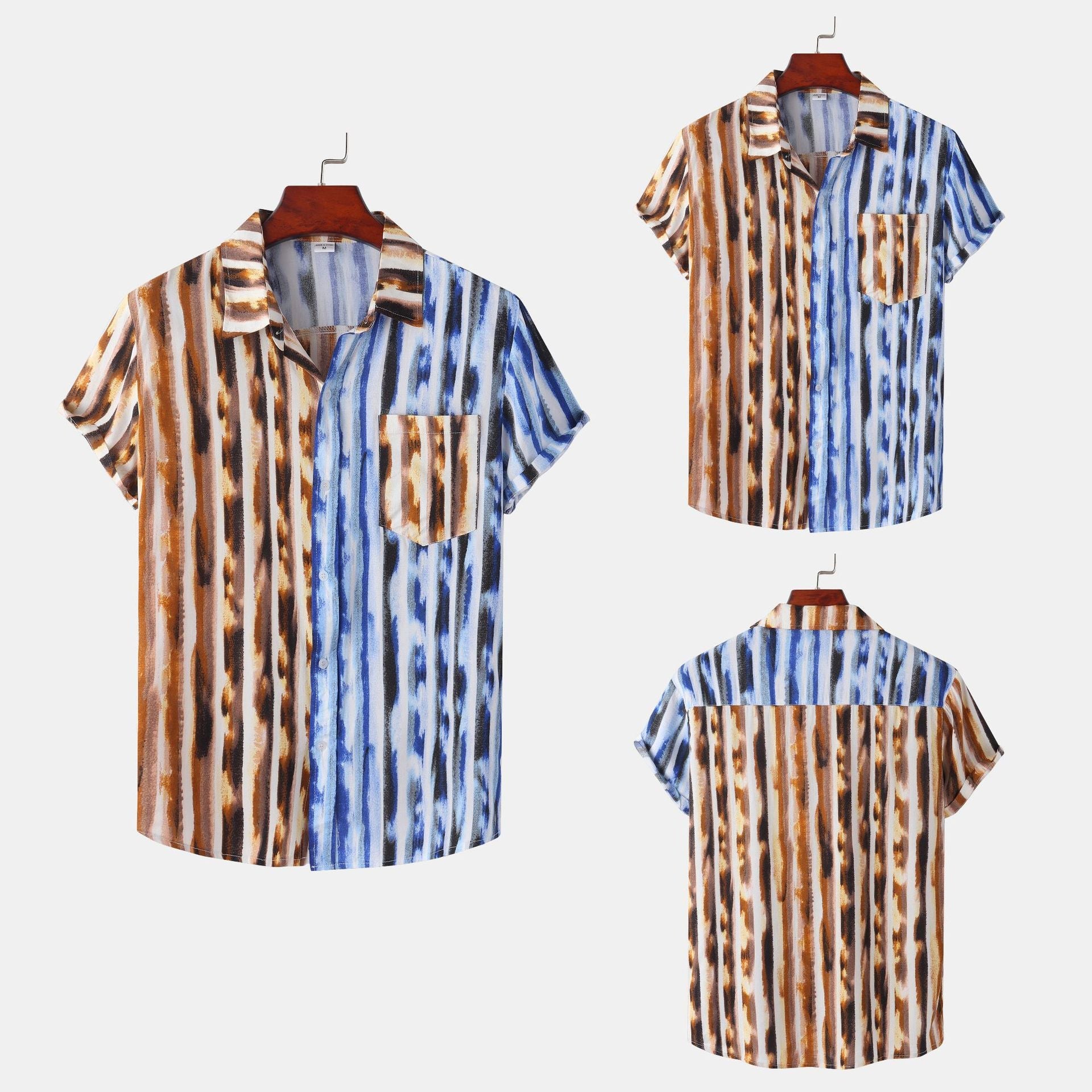 Herren Kurzarmhemd Streifen Design Modern Slim Fit - BerlinGlamour