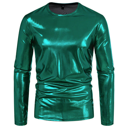 Herren Langarmshirt Glänzend Reflektierend Modern