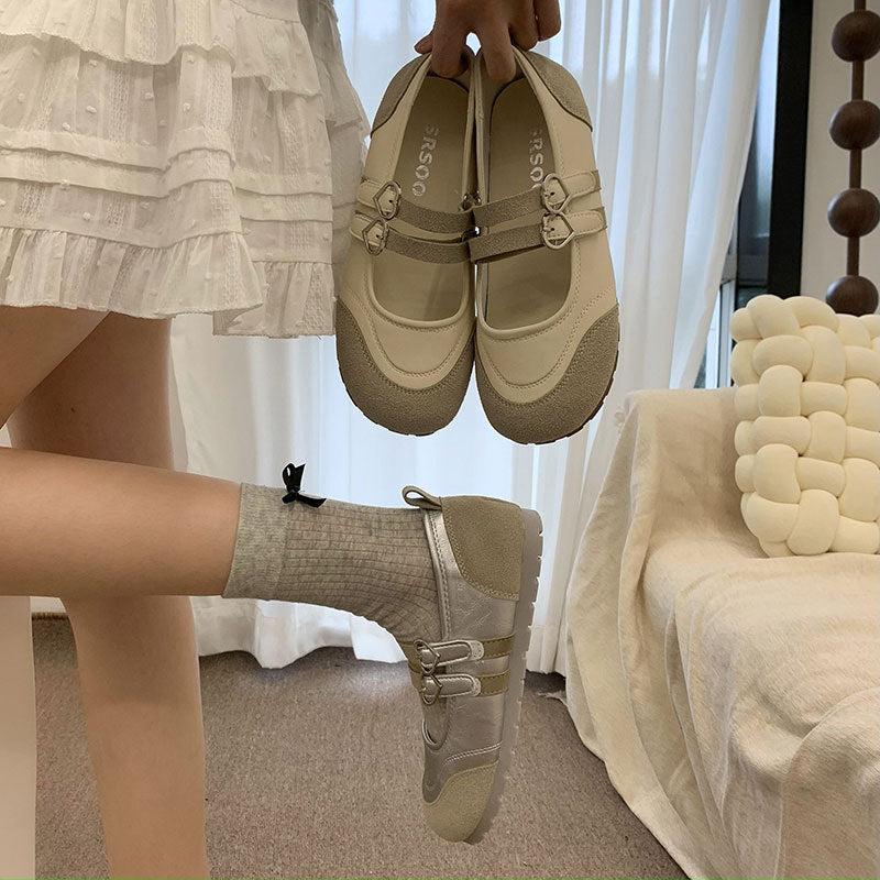 Ballerinas Damen Bequem Herz Schnalle Mode Schuhe - BerlinGlamour