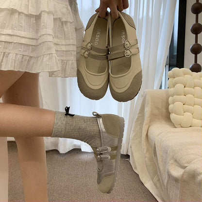 Ballerinas Damen Bequem Herz Schnalle Mode Schuhe - BerlinGlamour