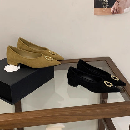 Damen Pumps Hochhackig mit Goldschnalle Elegant